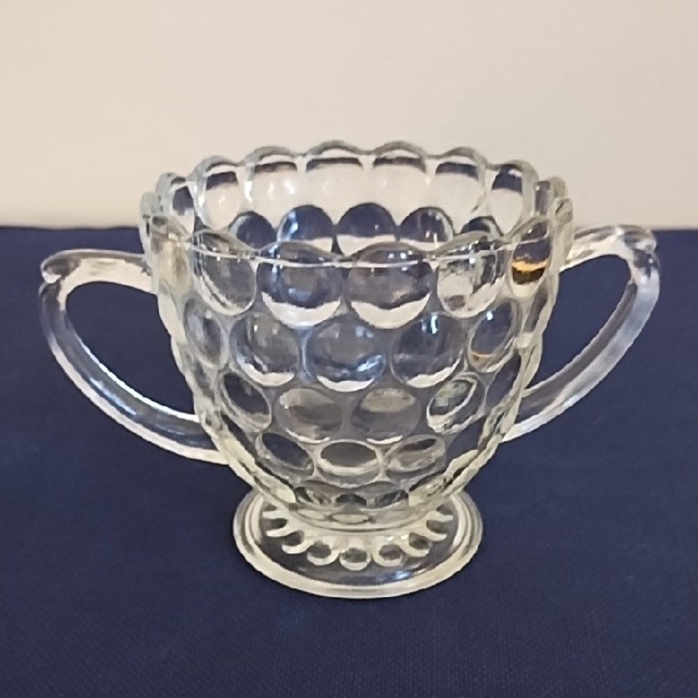ANCHOR HOCKING CLEAR OPEN BUBBLE SUGAR BOWL
